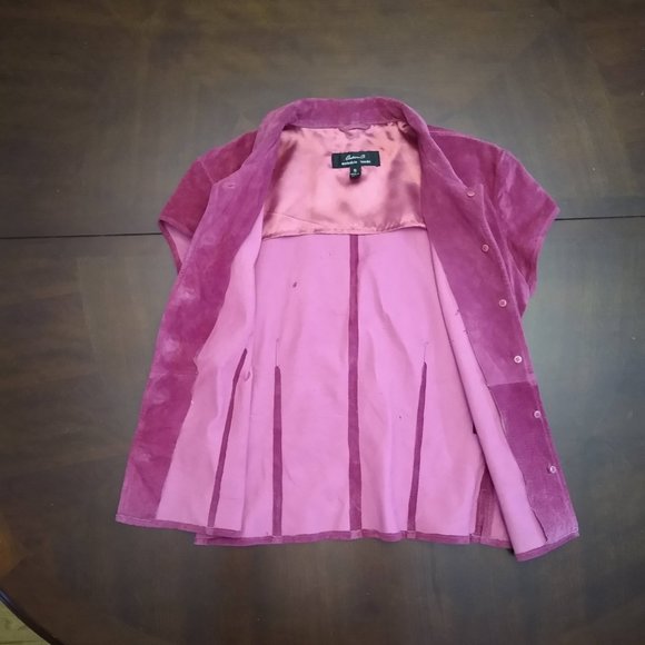 Pink Washable Genuine Suede, Cap Sleeve Top, Arden B, Vintage (mid 90s) Size XS - Picture 4 of 16
